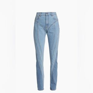 Mugler Seamed Spiral Skinny Jeans Light Blue 42 Currently $890 on Website